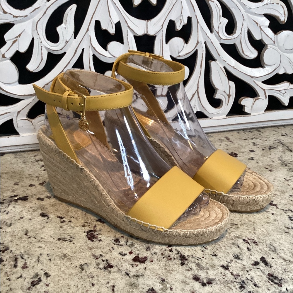 Tory Burch Mini Benton Wedge Espadrille Sandal Yellow Size 8